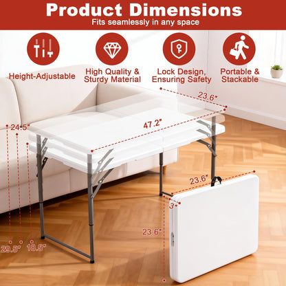Elevon Folding Table Set of 2,4 Feet Heavy Duty Fold-in-Half Utility Table Indoor Outdoor for Camping, Picnic,Party