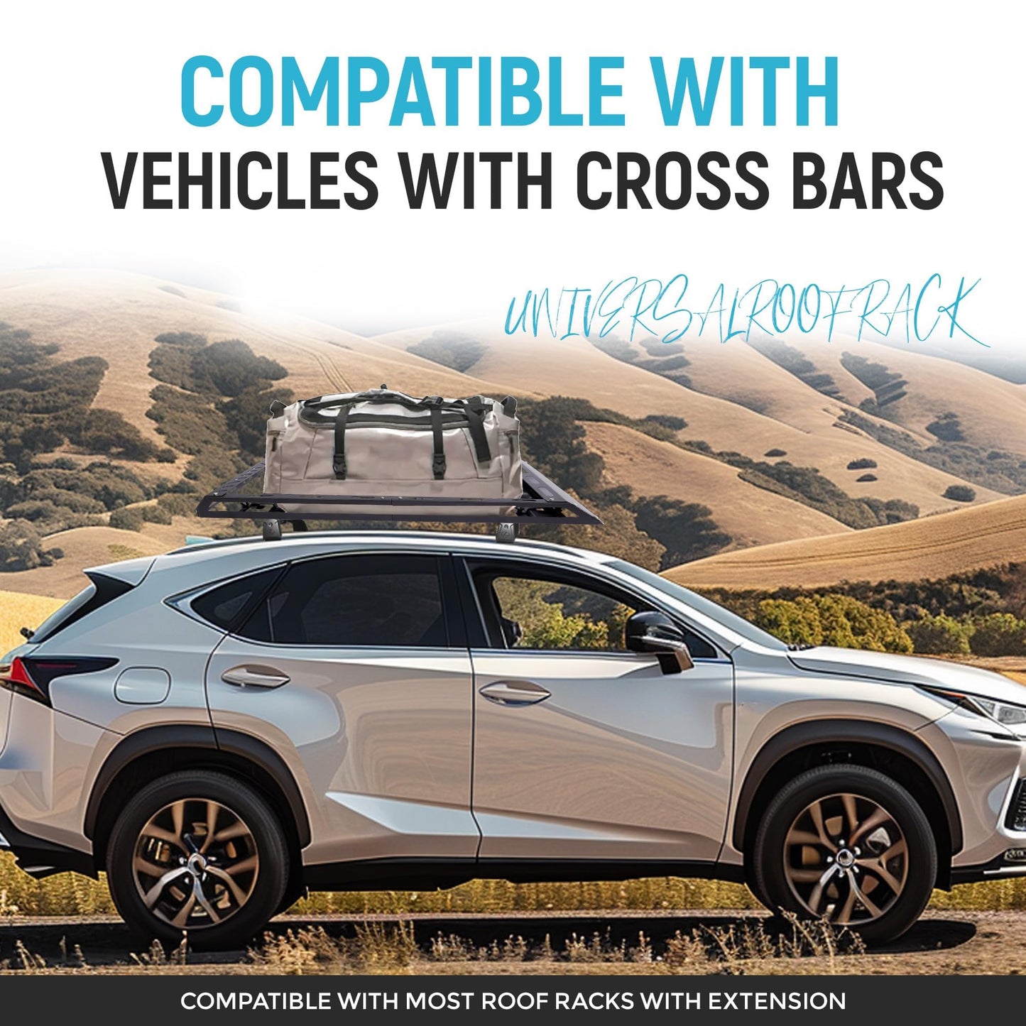 ECOTRIC 50" x 39" x 4.75" Roof Rack Cargo Basket W/Cross Bars Fit for Car SUV Pickup Truck Van Universal Top Cargo Carrier Metal Luggage Storage Holder Basket Rack for Travel 150Lbs Steel Black