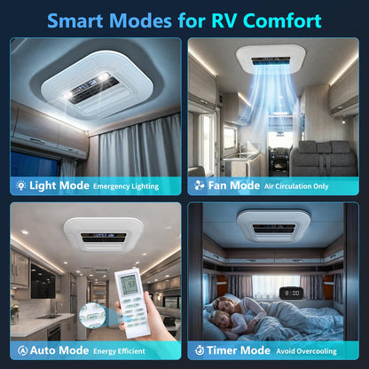 Xenjum 12V RV Air Conditioner, 11000BTU ONLY-43LBS Low-Profile Camper AC Unit, Ultra-Low Energy Use, 12 Volt DC Battery Powered Quiet AC for Off-Grid Camping, RVs, Vans, Trucks, Trailers (w/o heater)