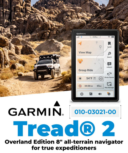 Garmin Tread 2 Overland Edition – 8" All-Terrain GPS Navigator for Off-the-Grid Travels with Turn-by-Turn Trail Navigation, Topo & Satellite Maps, Weather, Group Ride + Wearable4U Power Pack Bundle