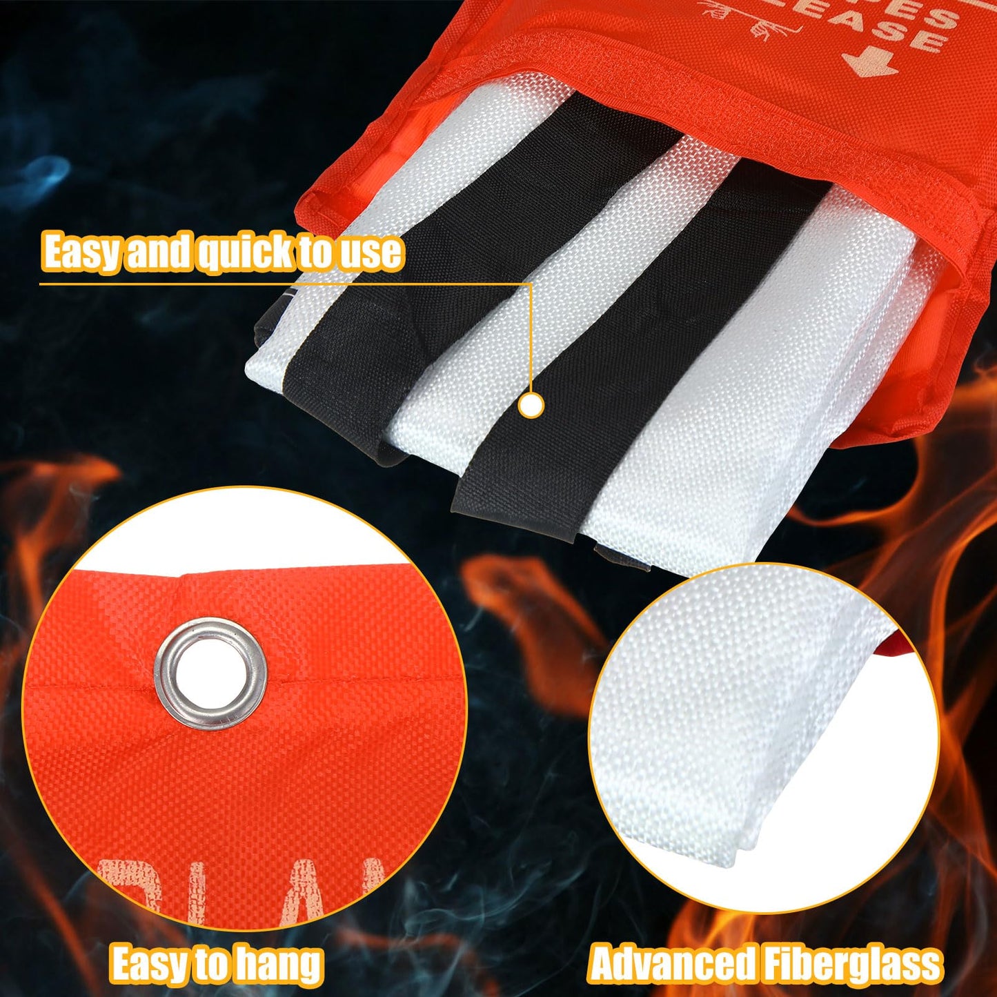 Copkim 50 Pack Fire Blanket for Home and Kitchen Bulk 39 x 39 Inch Emergency Fire Blanket Fiberglass Fire Blankets Emergency Fire Retardant Blankets for Home,Kitchen,Camping School(Orange)