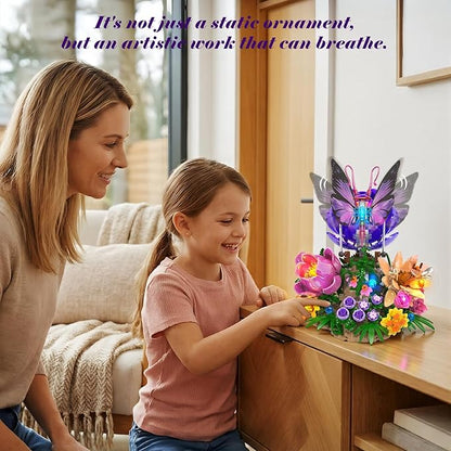 Butterfly Building Sets with Moving Wings &amp LED Lights Botanical Flowers Collection Building Blocks for Adults Butterfly Gifts Model Building Kits for Mom Girlfriend Wife on Birthday Valentine's
