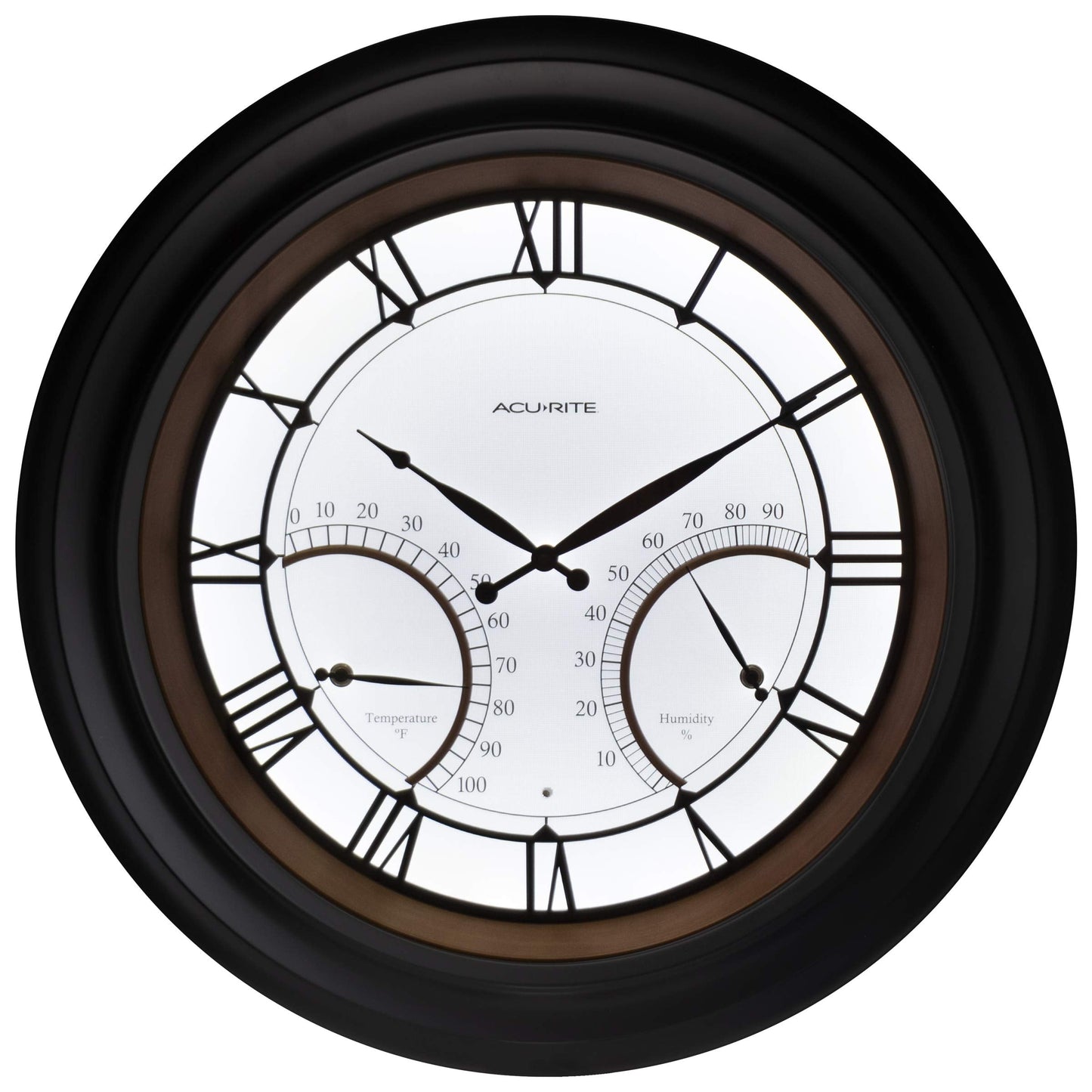 AcuRite 24” Illuminated LED Large Outdoor Decorative Clock with Thermometer and Hygrometer Combo (75022M)