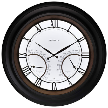 AcuRite 24” Illuminated LED Large Outdoor Decorative Clock with Thermometer and Hygrometer Combo (75022M)