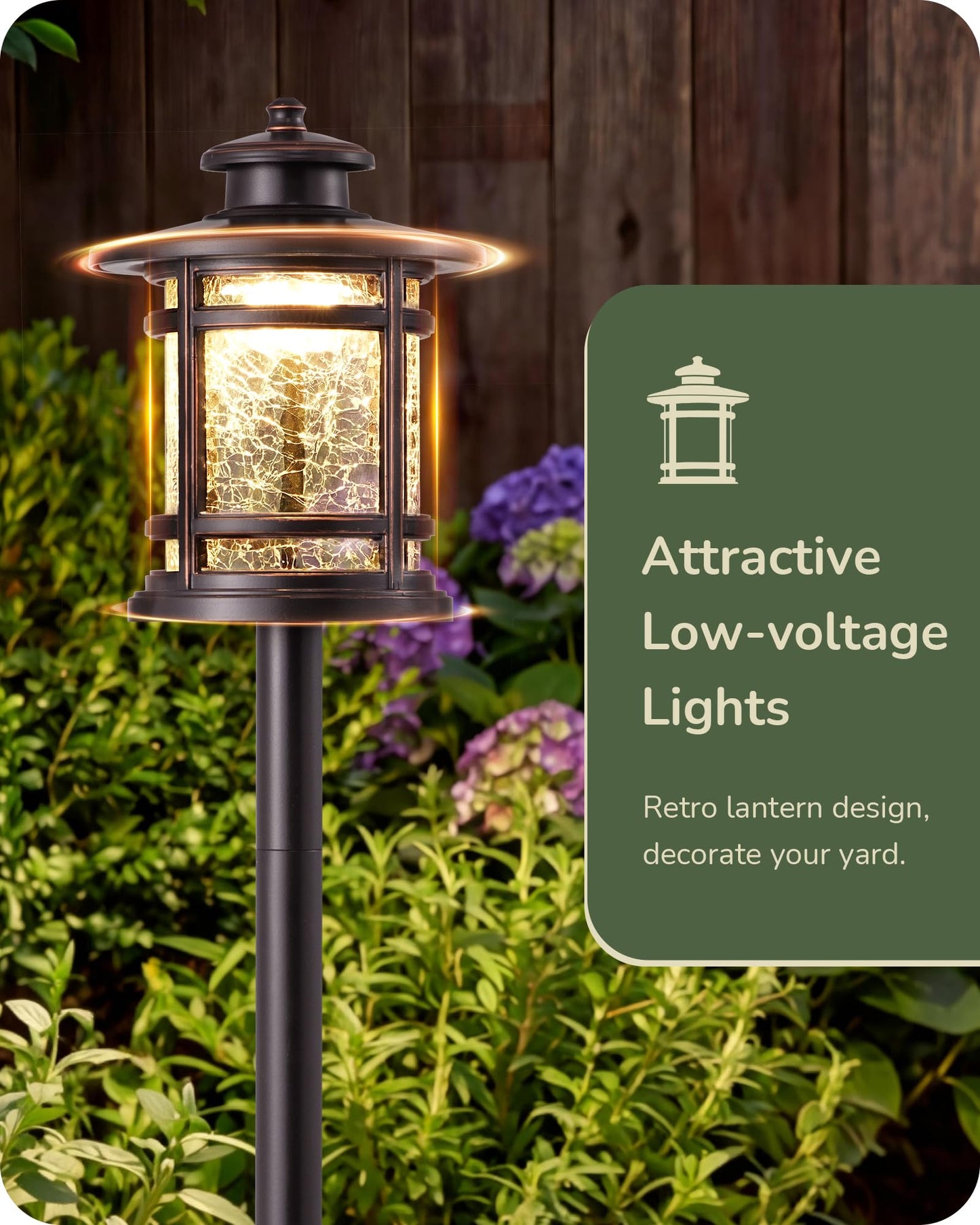 EDISHINE Low Voltage Landscape Lighting, 3.4W 155LM 12V 3000K Wired Pathway Lights, Outdoor Waterproof Electric Landscape Path Lights, 50,000H LED for Yard, Garden, Driveway, 4 Pack