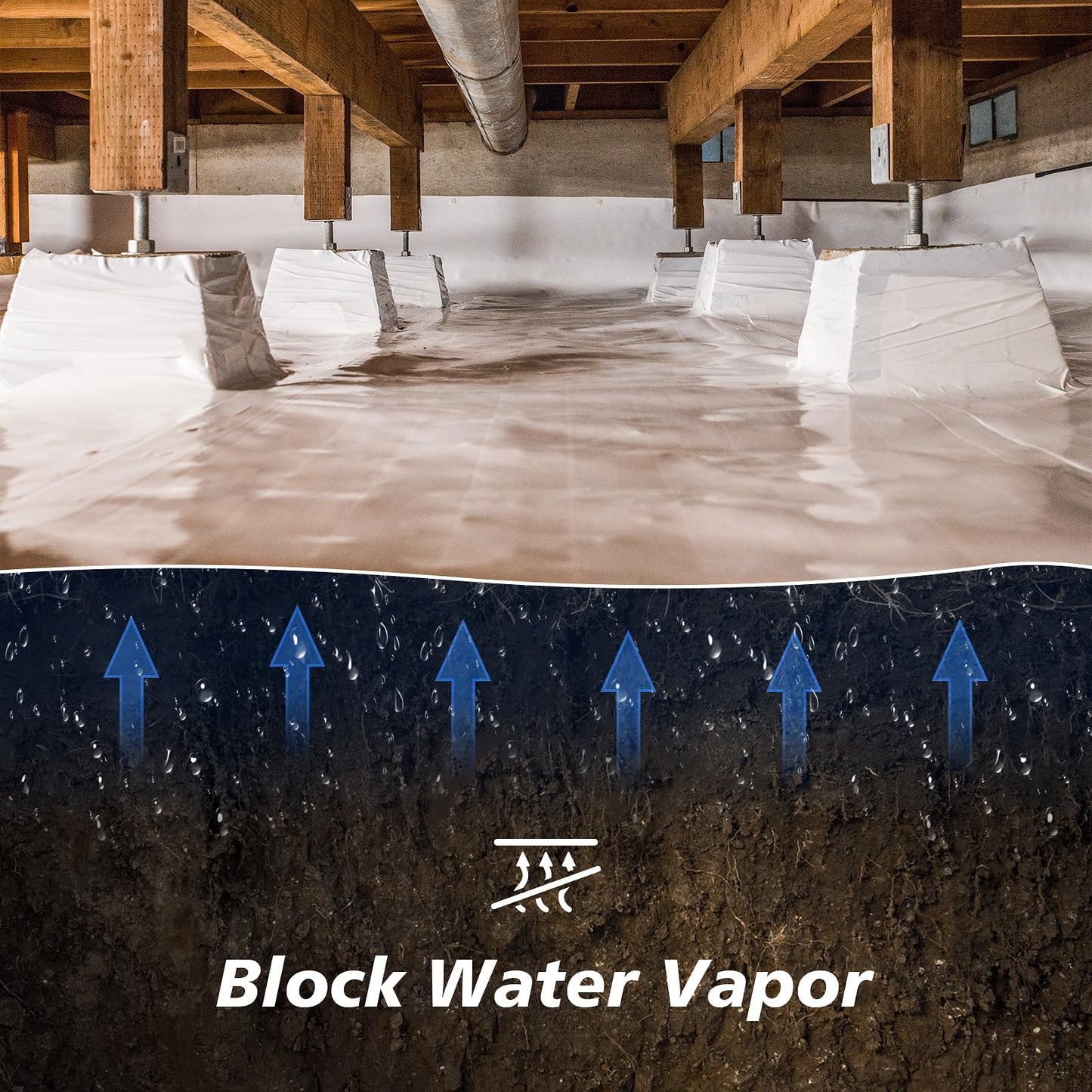 Crawl Space Vapor Barrier - 10 mil (12' x 100'), Thick Plastic sheeting, Drop Cloth Moisture Barrier Covering for Crawl Space Encapsulation, Blackout Plastic Painters Tarp, Black and White Panda Film