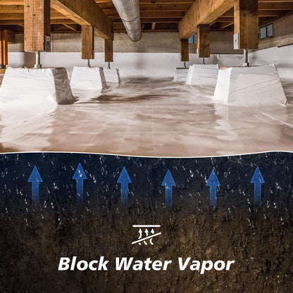 Crawl Space Vapor Barrier - 10 mil (12' x 100'), Thick Plastic sheeting, Drop Cloth Moisture Barrier Covering for Crawl Space Encapsulation, Blackout Plastic Painters Tarp, Black and White Panda Film