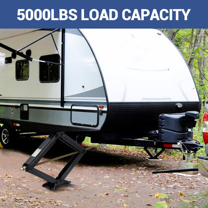 7500 LBS Heavy Duty Scissor Jacks Set of 4, 4 in to 30 in Adjustable Camper Trailer RV Leveling Stabilizer, Car Scissor Lift Jack with Crank Handle & Drill System for Travel Trailer Camper