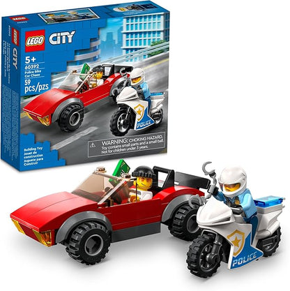 LEGO City Police Bike Car Chase 60392 Toy with Racing Vehicle &amp Motorbike Toys for 5 Plus Year Olds Kids Gift Idea Set Featuring 2 Officer Minifigures