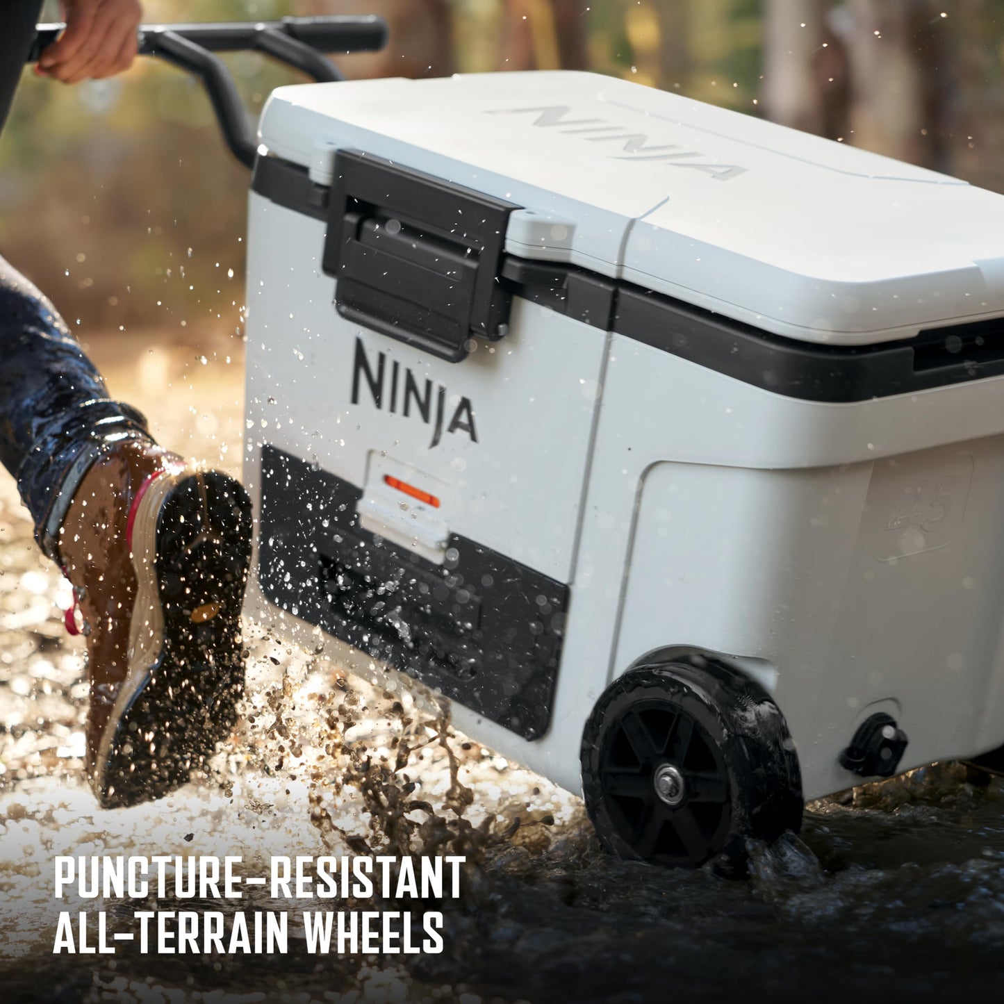 Ninja FrostVault 45QT Cooler with Wheels | Insulated with Temp Dry Storage Drawer | Keeps Ice Cold for Days | for The Beach, Camping, Picnics & More | Halocline Green | FB245TL