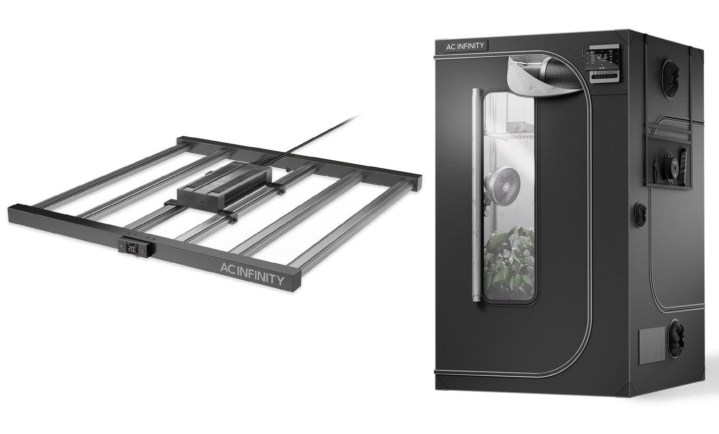 AC Infinity CLOUDLAB 844 & IONFRAME EVO6 Bundle – CLOUDLAB 844 48"x48"x80" Grow Tent with 1" Poles & 2000D Mylar Canvas + IONFRAME EVO6 Full Spectrum Samsung LM301H EVO 500W LED Grow Light with Schedu