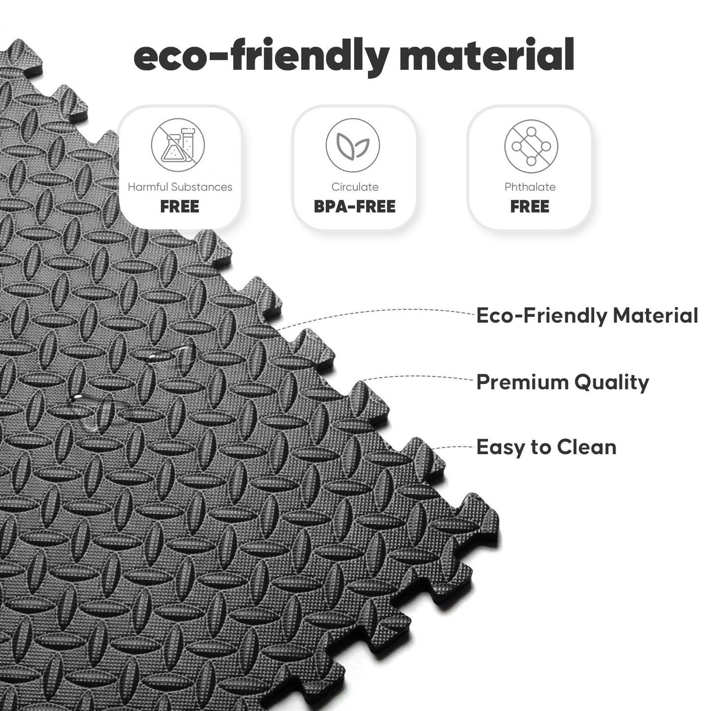 32 Pack Home Gym Mat, Puzzle Exercise Mat, EVA Interlocking Foam Floor Tiles for Home Workout Equipment and Kids' Play Areas - Black, 24 in x 24 in x ½ in - 32 Tiles (Black, 32 Pack, 128 SQ FT)