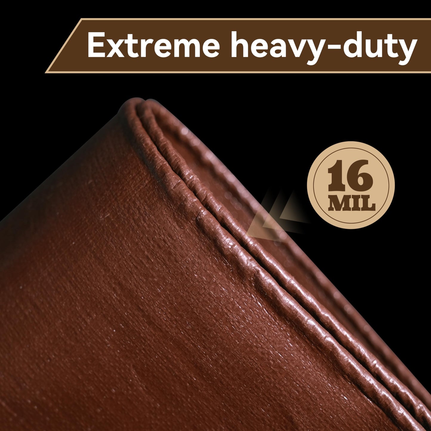 Tarp 20x40ft Heavy Duty Waterproof 16 Mil Tarps,UV-Resistant,Tear-Proof,Black&Brown Multipurpose Tarps,for Outdoor Pool,Camping,Tent,Roof,Garden,Etc -by MVPNET