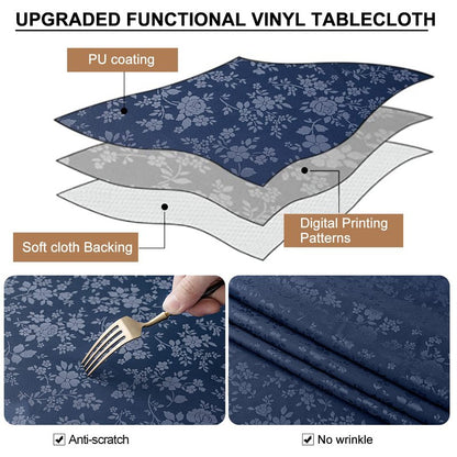 Smiry Rectangle Table Cloth, Waterproof Heavy Duty Vinyl Tablecloths, Wipeable Washable Table Cover for Kitchen and Dining Room (Navy Blue, 54" X 78")