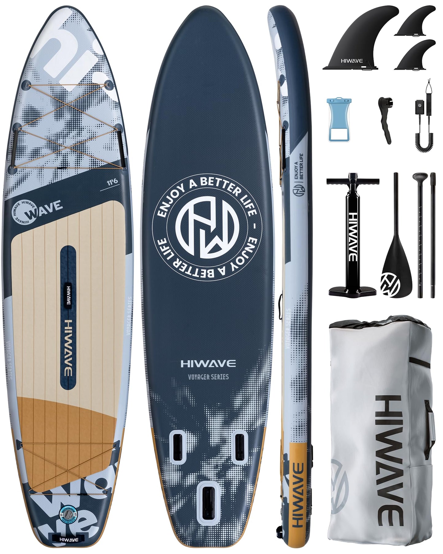 Hiwave Stable All Around Stand Up Paddleboard W/Enhanced Balance,Extra Wide 35, 450 lb High Weight Capacity,11'6"*35"*6",for Beginners,Intermediate, Family,Couples,Lake and Ocean Touring