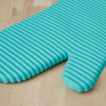 KitchenAid Ribbed Silicone Oven Mitts - Heat Resistant 2-Pack Set, 7.5"x13", Aqua Sky