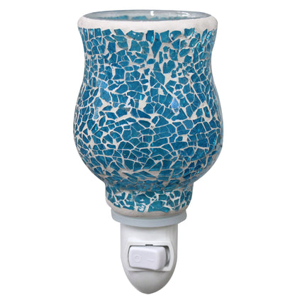 CVHOMEDECO. Mosaic Wall Plug-in Electric Wax Melt Warmer Decorative Mosaic Fragrance Warmer for Scented Candle, Wax Melts, Tarts and Fragrance Oils, Night Light Decor., Sky Blue