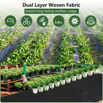 GarveeLife Woven Landscape Fabric 5.8 oz, 3 x 300 ft Weed Fabric Barrier, Double Layer, Garden Fabric Weed Barrier, Weed Control Fabric Ground Cover, Gardening Mat for Garden Beds, Landscaping