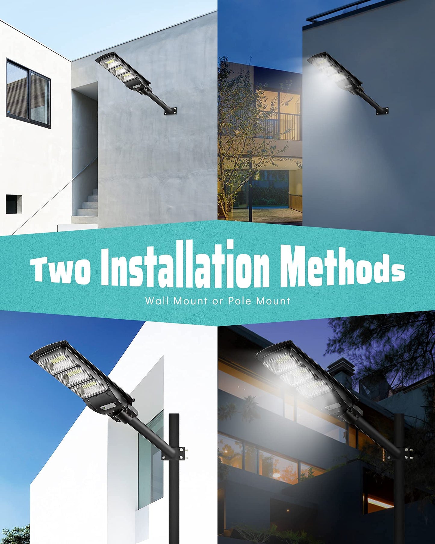 Lovus 2Pack 3600W Solar LED Street Lights, IP65 Waterproof Outdoor Solar Motion Sensor Flood Security Lights Dusk to Dawn for Parking Lot, Home, Garage