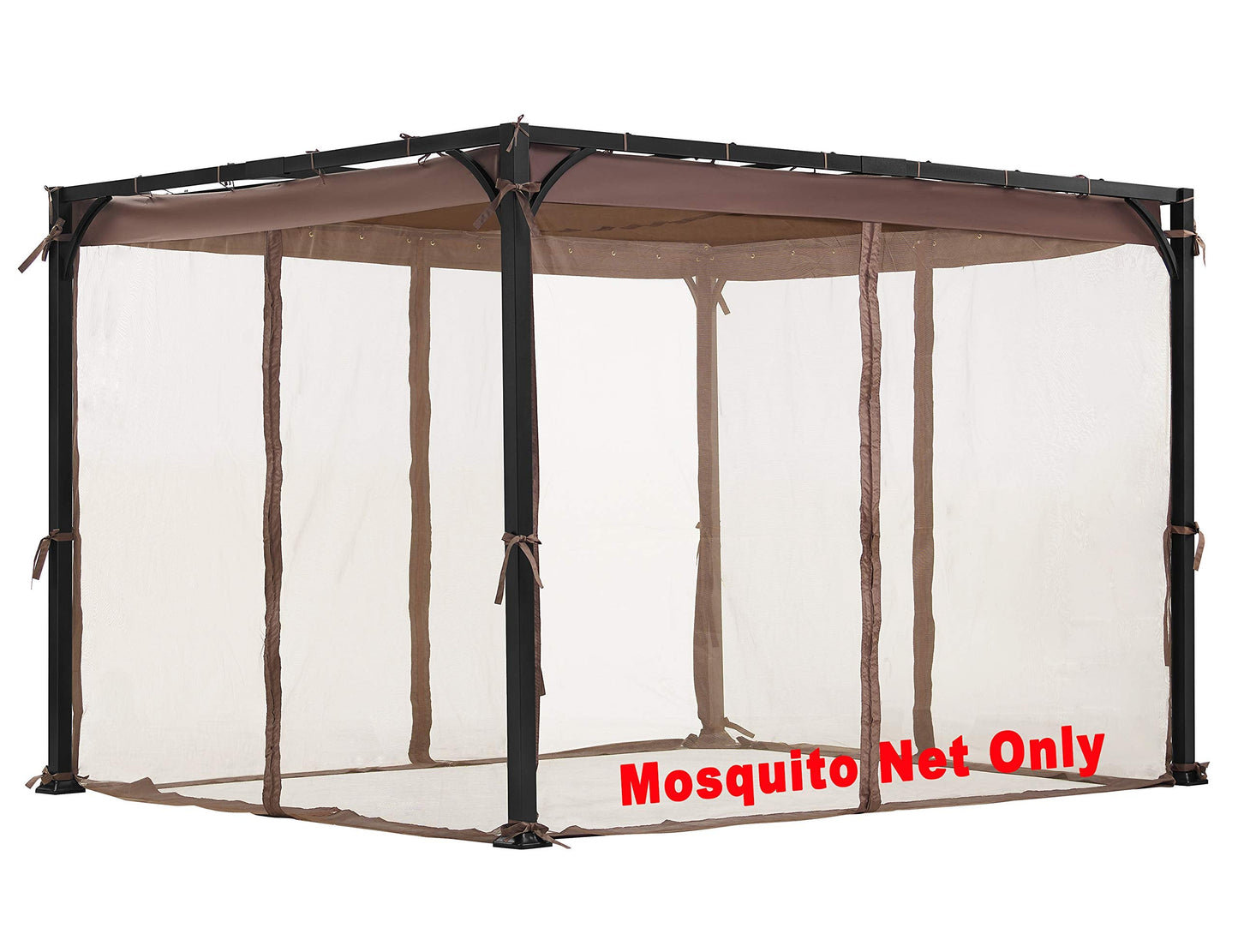 Replacement Mosquito Net for Flat-Roof Pergola - Mesh Bug Net Only (8 ft. x 10 ft., Brown)