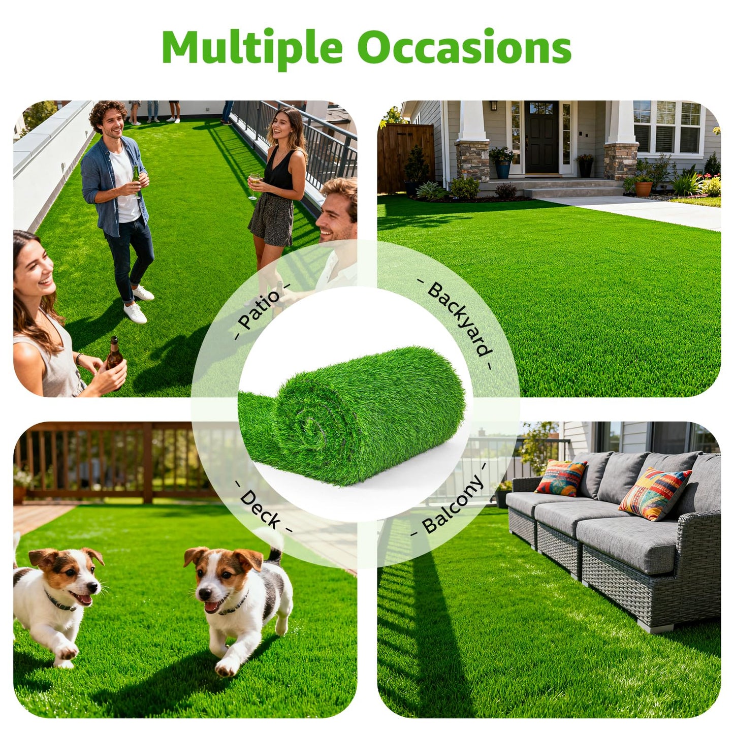 Oiyeefo Artificial Turf Grass Indoor Outdoor - Pet Friendly Synthetic Fake Turf Rug with Drainage Holes for Patio, Balcony, Backyard, Landscape Decortaion - Replacement Dogs Grass Mat(7Ft x 13Ft)