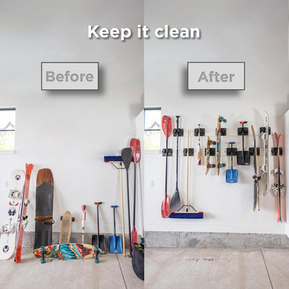 Gravity Grabber, The OG - Ski & Snowboard Wall Mount, Indoor Garage & Home Storage Organizer, Damage-Free Grip, Holds Skis/Boards/Poles/More, Space-Saving Premium Gear Rack, (Wood 6-Pack)