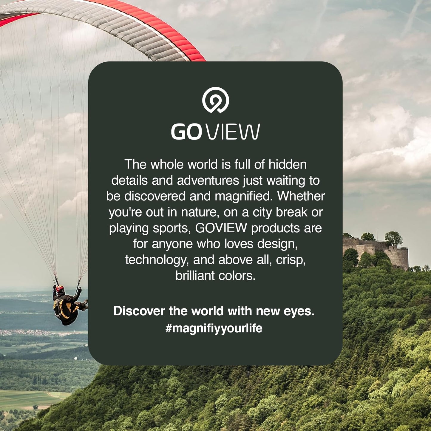 GOVIEW ZOOMR 10x42 Binoculars for Adults | Lightweight | BAK4 Prism with Fully Multi-Coated Optics Smartphone Adapter Compatible Waterproof IPX5/6 PORTR™ Strap with Easy Click Closure - Oak Green