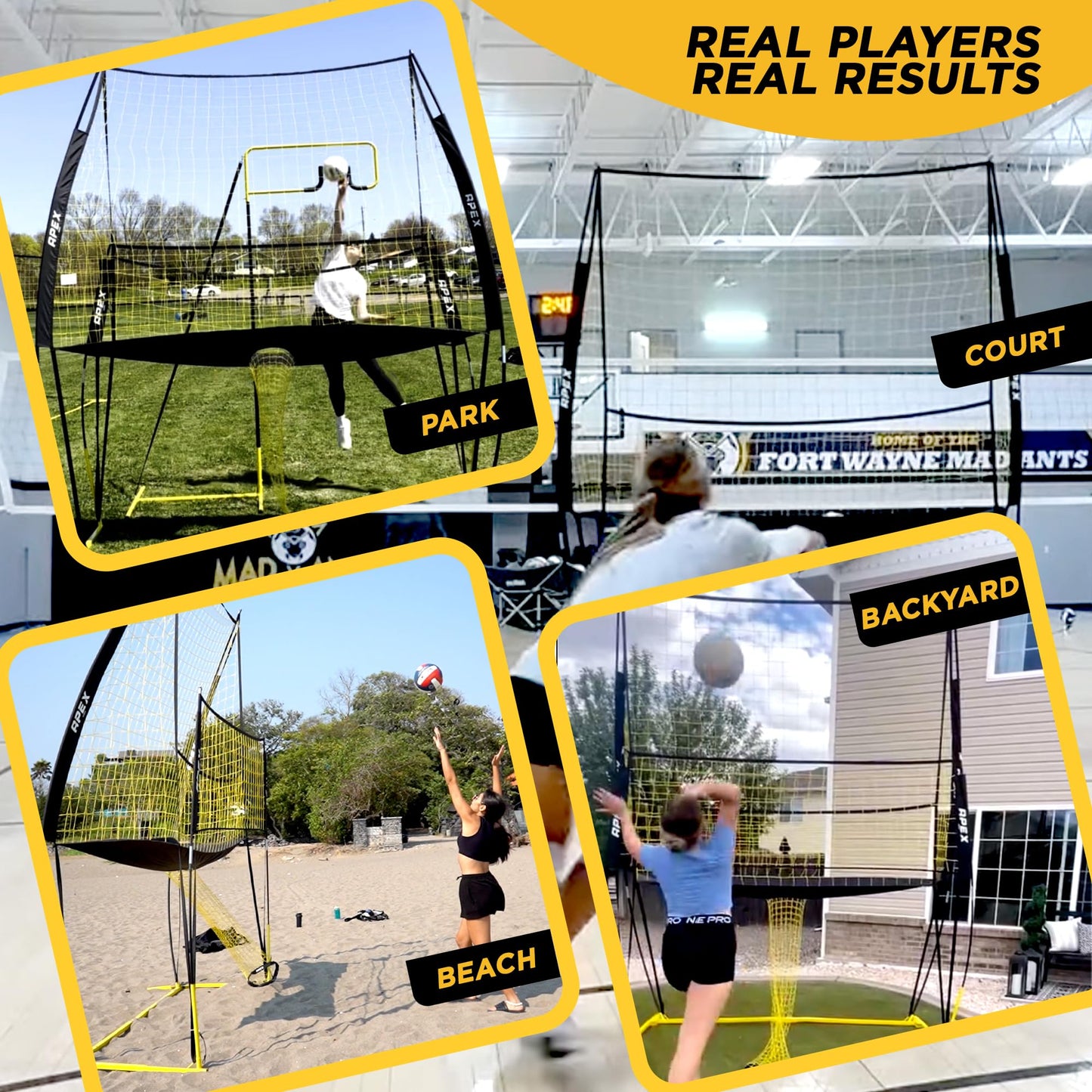 Apex Sports Volleyball Training Net Equipment System - Sturdy, Adjustable, and Portable | Improve Accuracy, Technique, and Skills | Ideal for Indoor/Outdoor Use | Easy Assembly & Storage |