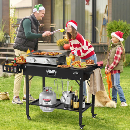 Baotree Outdoor Pizza Oven Table for Blackstone Griddle, Grill Cart Pizza Oven Stand, Foldable Cart Table with Wheels for Ninja, Cuisinart, Gozney, Solo Stove, BBQ Prep Tables Station, 46"x22"x29"