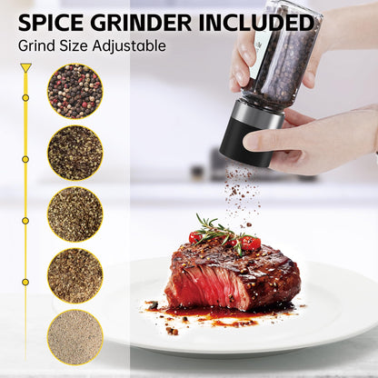 Spice Jars, 24 Pcs 4oz Seasoning Jars with Label, Glass Jars with Bamboo Lids, Spice Containers Bottles with Pepper Grinder & Stainless Steel Funnel for Seasoning Organizer, Cabinet, Drawer