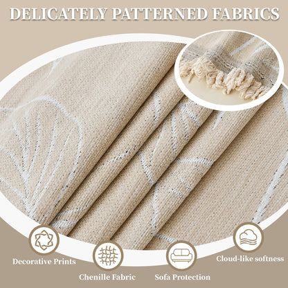SYJOVIA 1OO% Waterproof Sectional Couch Covers for Dogs L Shaped Corner Sofa Cover Washable Chenille Sofa Slipcovers Blanket Modern Jacquard Pet Furniture Protector (91"x276", Beige Flower)