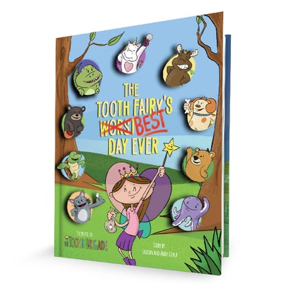Rebel Dinosaur Tooth Fairy Pillow and Book Bundle | 8" Plush with Pocket for Lost Teeth & Hardcover Storybook w/Tracker, Q&A for Boys Girls Children of All Ages