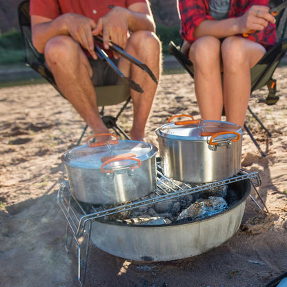 GSI Outdoors Glacier Stainless Steel Base Camper - Medium - 3 Pieces Cookset - Compact, & Durable Pot Pan for Camping