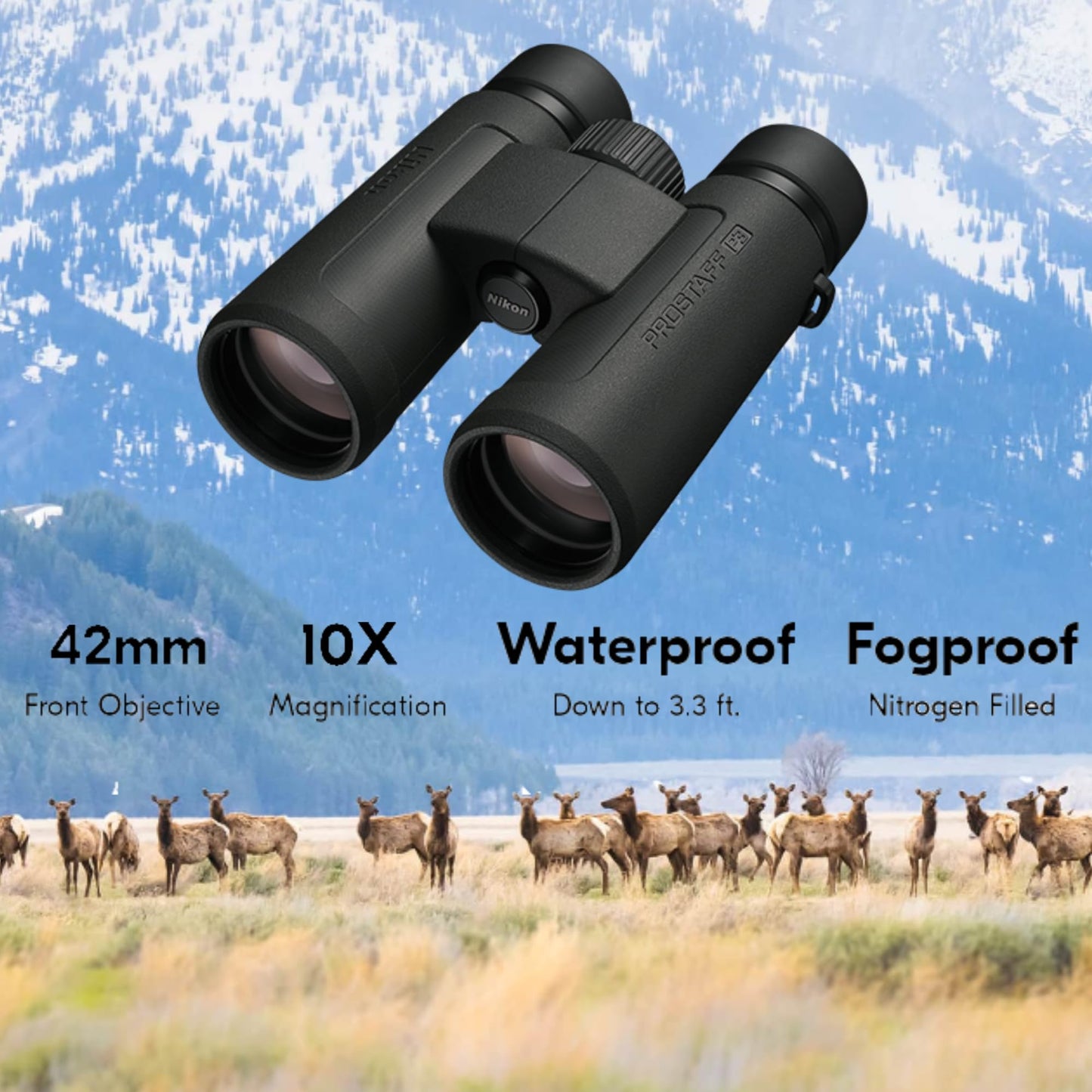 Prostaff P3 10x42 (16777) Black Binoculars Bundle with Lens Pen, and Cloth - High Powered Compact Adult Binoculars for Hunting, Bird Watching, and Hiking Essentials, Zoom Lightweight Travel
