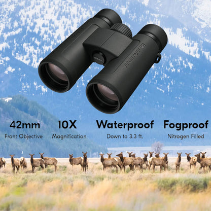 Prostaff P3 10x42 (16777) Black Binoculars Bundle with Lens Pen, and Cloth - High Powered Compact Adult Binoculars for Hunting, Bird Watching, and Hiking Essentials, Zoom Lightweight Travel