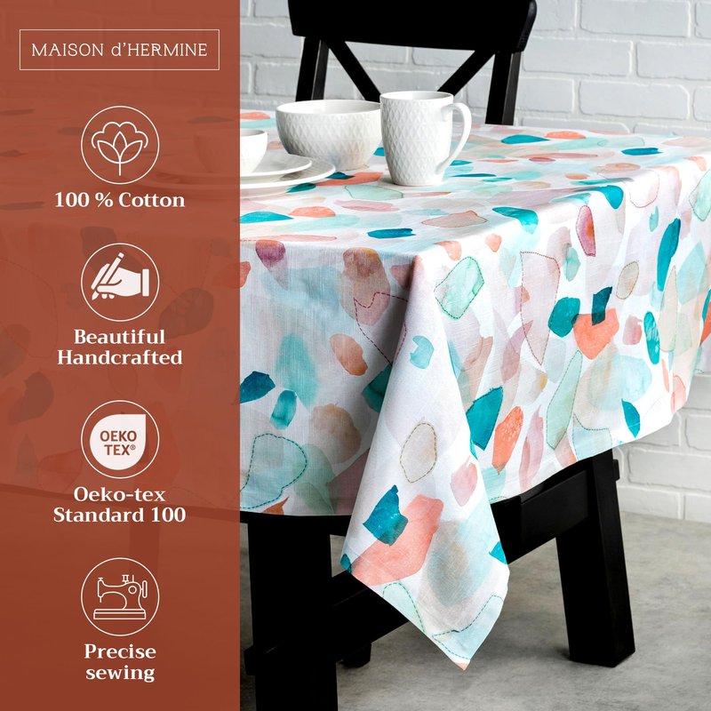 Maison d' Hermine Table Cloth Rectangle Table 100% Cotton 54 x 72 Inches Tablecloth Reusable Decorative for Dining Kitchen Room Farmhouse Home Gifts for Mothers Day Spring Summer - Summer Picnic