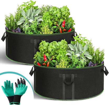 Skiennix 50 Gallon Grow Bags - Heavy Duty, Weatherproof, Extra Large with Reinforced Handles