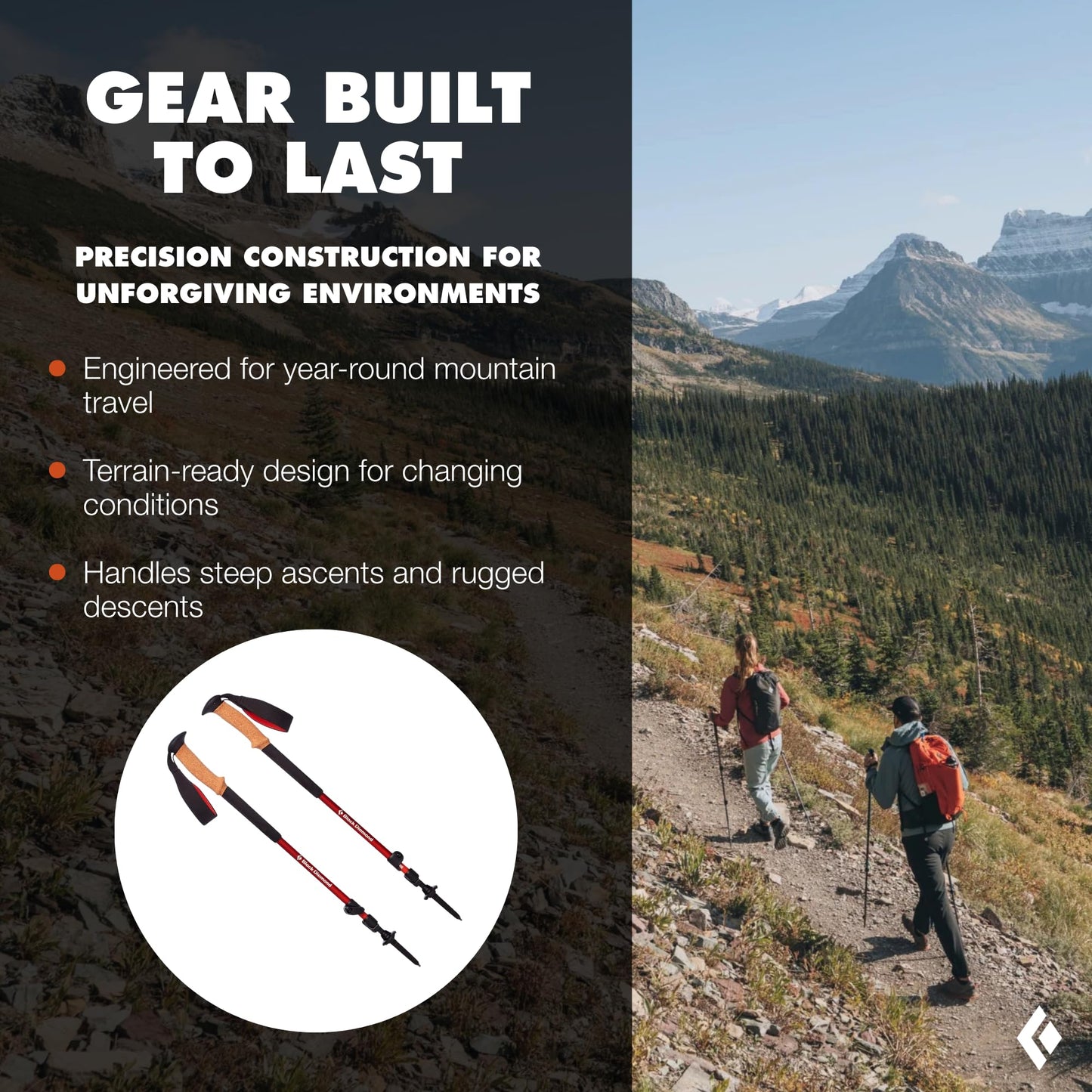 BLACK DIAMOND Trail Cork Trekking Poles (Pair) | Lightweight Collapsible Aluminum Hiking Poles | Natural Cork Grips | FlickLock Adjustable Shafts | Fig