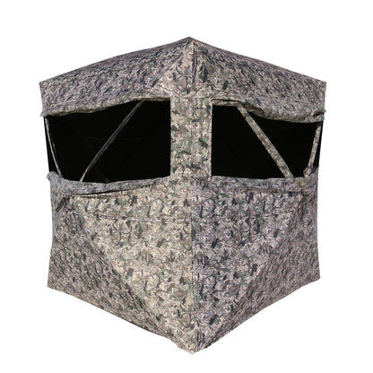 Hawk Reveal Hunting Archery Durable 73" Height Water Resistant Camo Concealing 3 Person Ground Blind with See-Through Mesh Window Panels