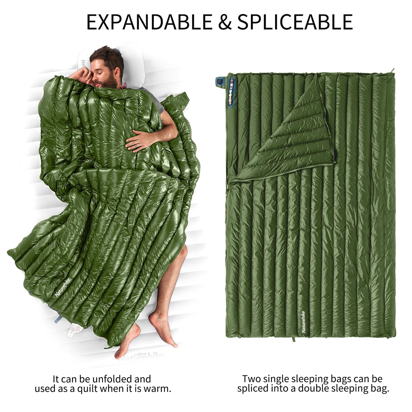 Naturehike Ultralight Backpacking RDS Down Sleeping Bag for Adults, 650 Fill Power Sleeping Bag for 42/52℉, 20oz Compact Lightweight Sleeping Bags for Hiking Camping 3 Seasons