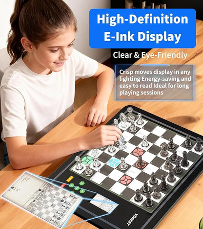 Electronic Chess Board L6 with LED Lights Computer Chess Set with Piece Position Display Chess Computer Game for Beginners and Lovers