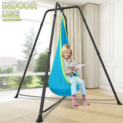 Swing Stand Frame with Sensory Swing Pod Chair, X-Shaped Swing Set, Metal Hammock Chair Stand for Adults Indoor and Outdoor 330LBS (Auqa)