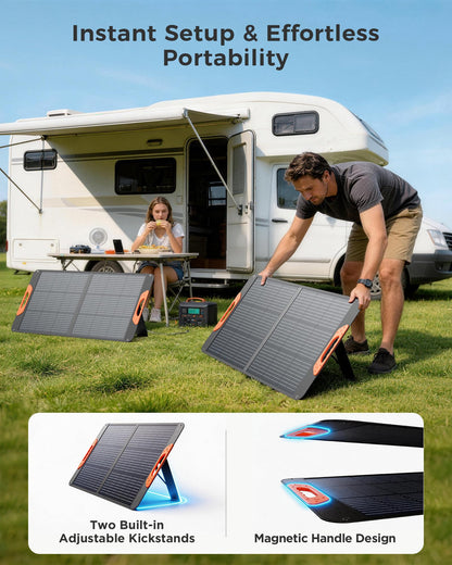 ZOUPW 100W Portable Solar Panel with 5-in-1 Cable,23.5% Efficiency Mono Foldable Solar Charger for Jackery 300/Ecoflow River/Anker/Bluetti,IP67 Waterproof for Camping RV Off-Grid Emergency Power