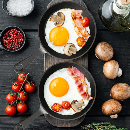 Remerry 40 Sets 4 Inches Cast Iron Skillets Mini Black Iron Nonstick Frying Pan Small Sizzling Plate Egg Pan Cast Pot Bundle with Oil Brush for Indoor and Outdoor Restaurant Kitchen