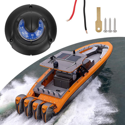 Wene Boat Compass Dash Mount Flush, Boating Compass Dashboard Suction with LED Light, Navigation Marine Compass Boats Surface Mount Electronic LED Light Marine Digital Compass for Car Boat Truck