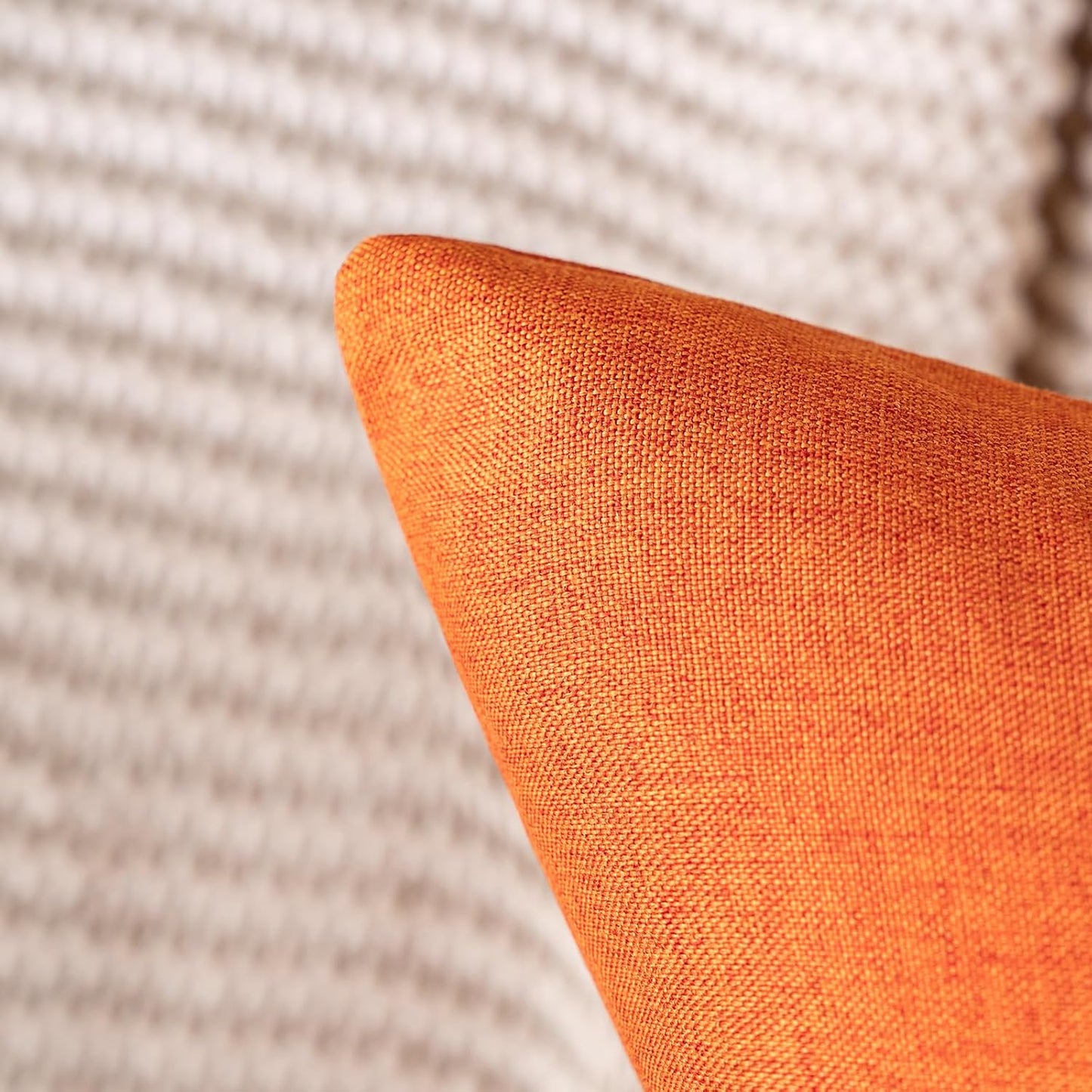 MIULEE Decorative Outdoor Throw Pillow Covers - Waterproof Faux Linen Cushion Cases | 20x20 Inch Bright Orange (Pack of 2)