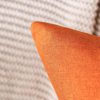 MIULEE Decorative Outdoor Throw Pillow Covers - Waterproof Faux Linen Cushion Cases | 20x20 Inch Bright Orange (Pack of 2)