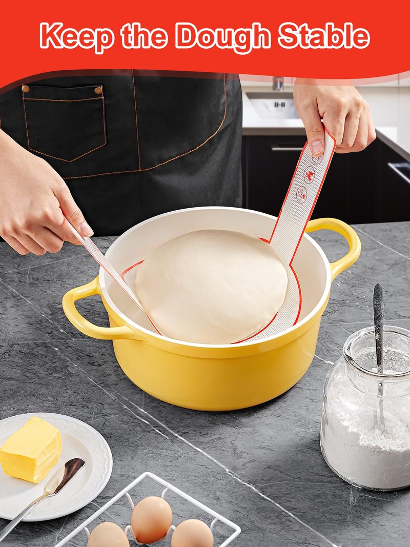 SMARTAKE 2-Pack Silicone Bread Sling for Dutch Oven, Reusable Bread Baking Mats with Long Handles, Include Spatula, Non-Stick Bread Baking Sheet Liners for Transferable Dough Pastry (Red & Black)