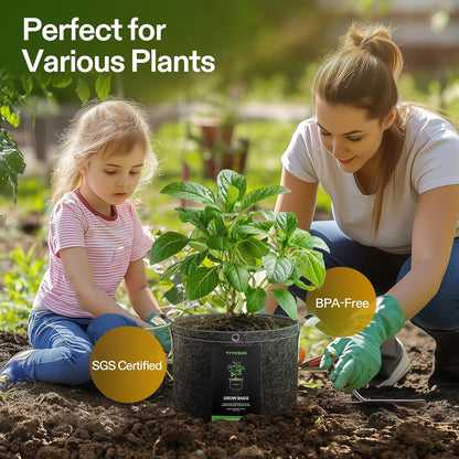 VIVOSUN 5-Pack 5 Gallon Grow Bags - Durable 500G Nonwoven Fabric Pots with Strap Handles for Plant Training