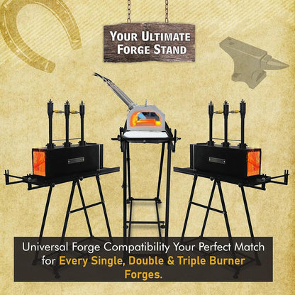 SIMOND STORE Blacksmith Forge Stand - Compatible With Single, Double & Three Burner Propane Forges - 36 Inch Steel Tool Kit Stand for Blacksmithing Starter